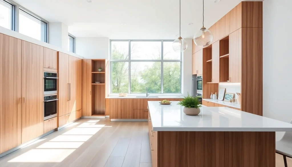 Home renovation highlighting a modern kitchen design with sleek features and natural lighting.
