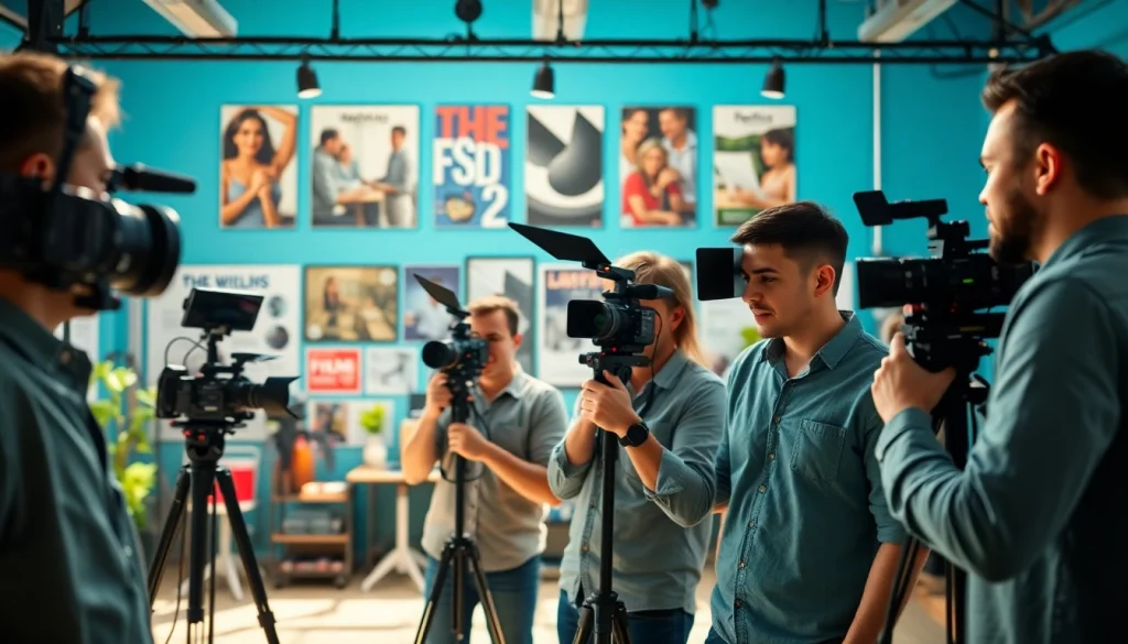 Creative Video Production Agency collaborating in a vibrant studio during a project.