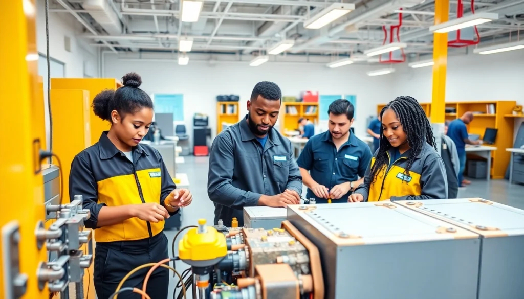 Students practicing skills in a Trade School In Tennessee training environment with modern equipment.