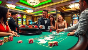 Play blackjack at https://babu88.global/ with vibrant poker chips and a professional dealer.