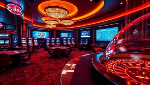 Experience thrilling gameplay at Bugatti8, with vibrant casino tables and exciting betting options.