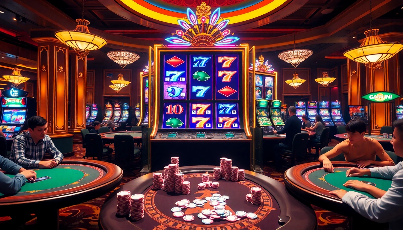Engaging scene of online슬롯 gameplay with players celebrating wins at a vibrant casino table.