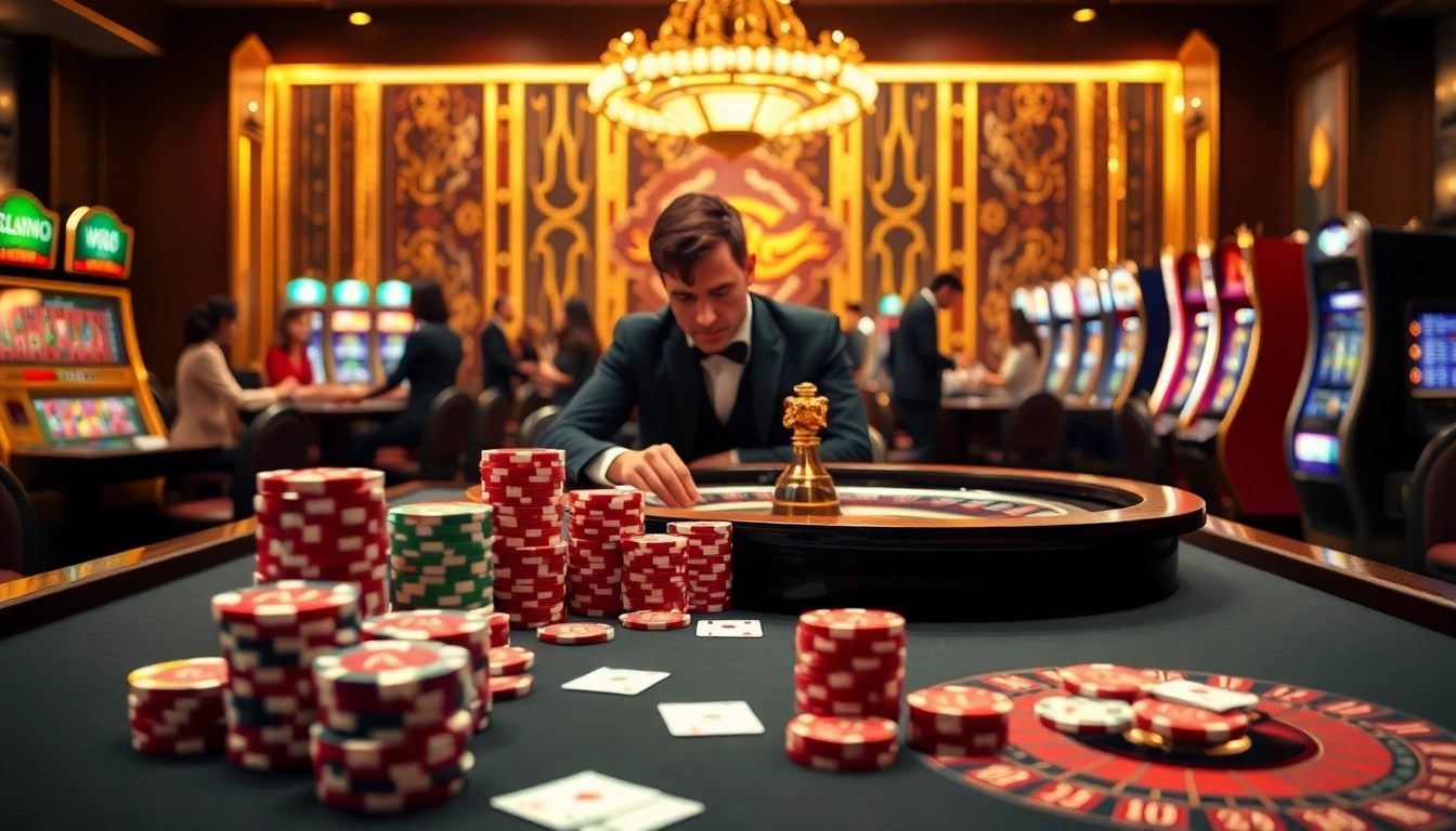 Engage in a thrilling W88 casino game with vibrant poker chips and professional dealers.