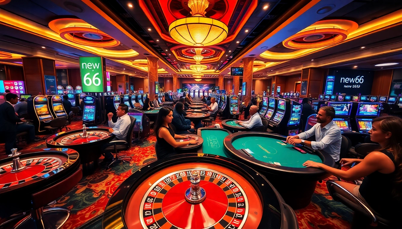 Experience thrilling gameplay at new66 with vibrant casino settings featuring engaging players and top-notch gaming.