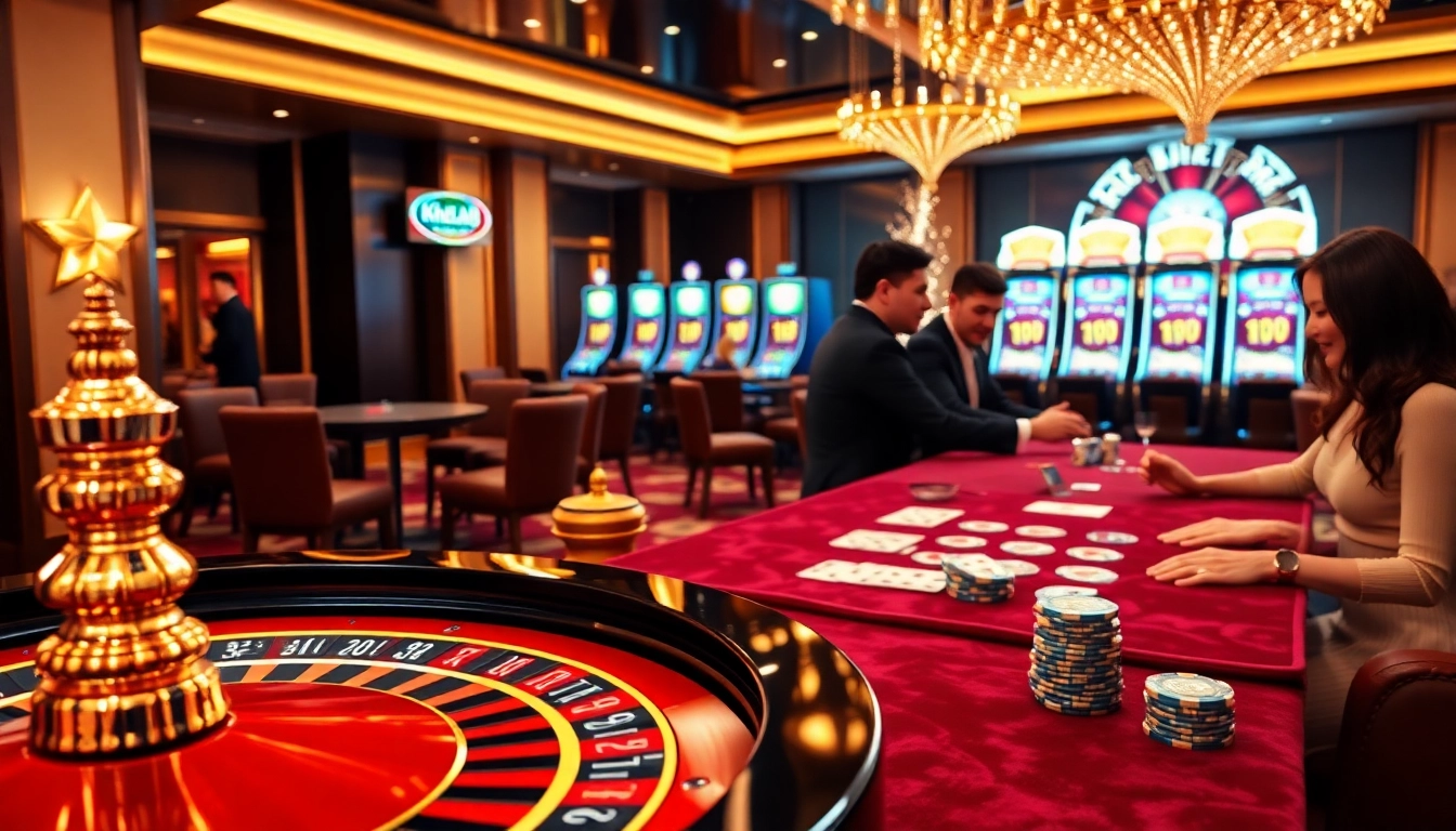 Khela88 VIP players enjoying a luxurious gaming experience with roulette and poker.