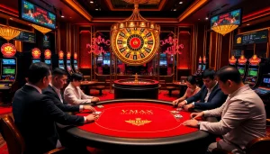 Experience the thrill of casino gaming at Nhà cái vmax with engaging poker players in a luxurious setting.