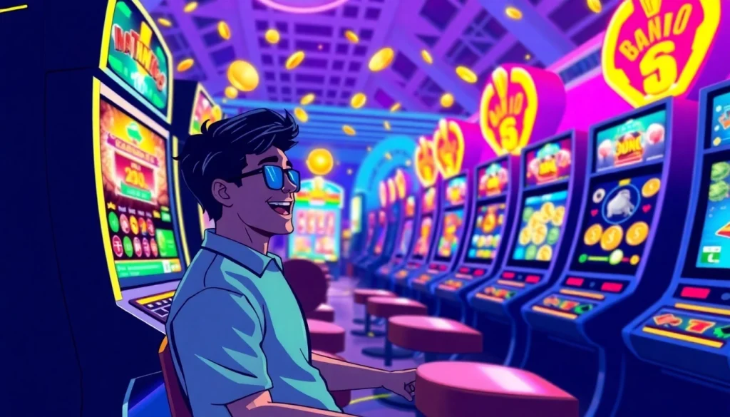 Bermain di platform petanitoto dengan slot mesin berwarna-warni yang menampilkan keseruan.