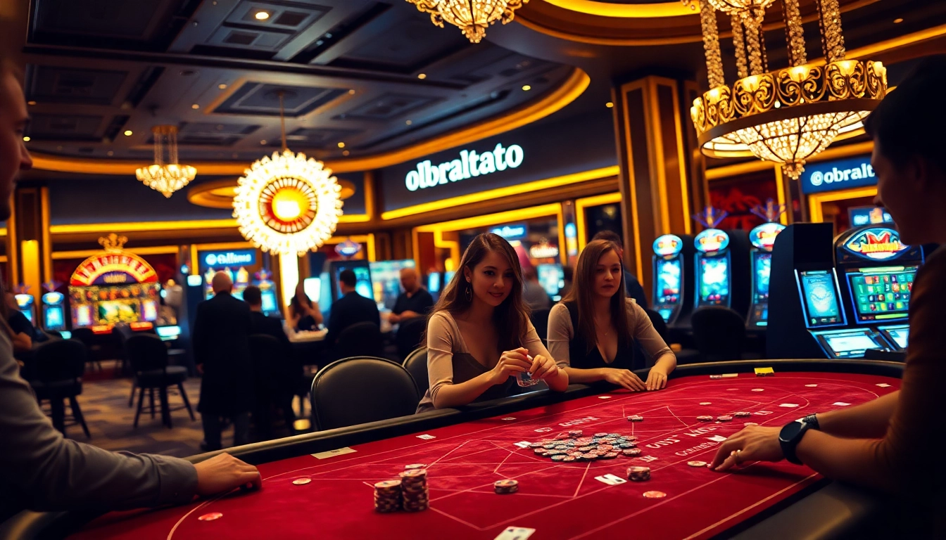 Win big with obraltoto as players enjoy thrilling casino games at a luxury gaming table.