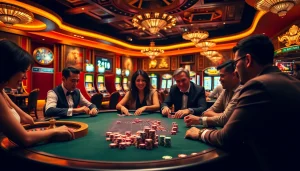 Engage in thrilling casino action at jbo.com with vibrant poker chips and an exciting roulette wheel.