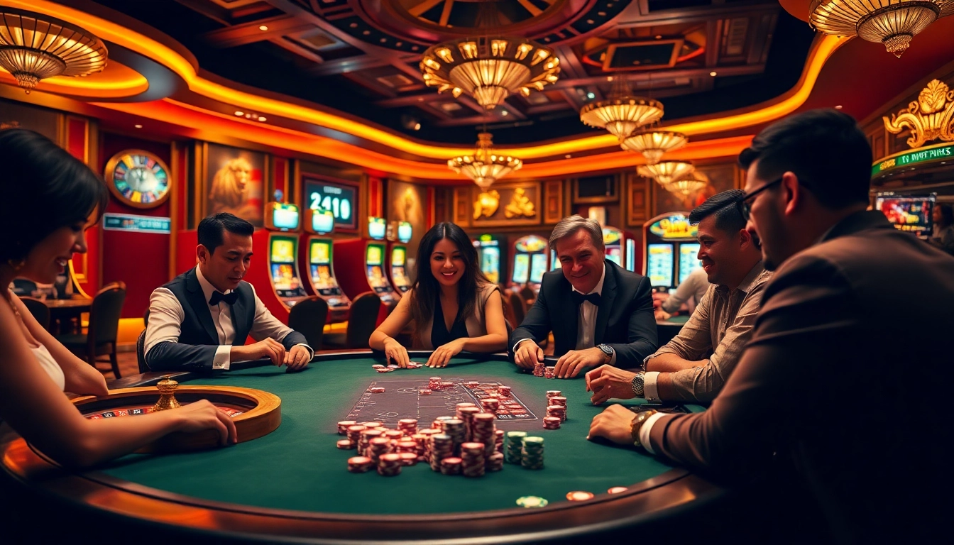 Engage in thrilling casino action at jbo.com with vibrant poker chips and an exciting roulette wheel.