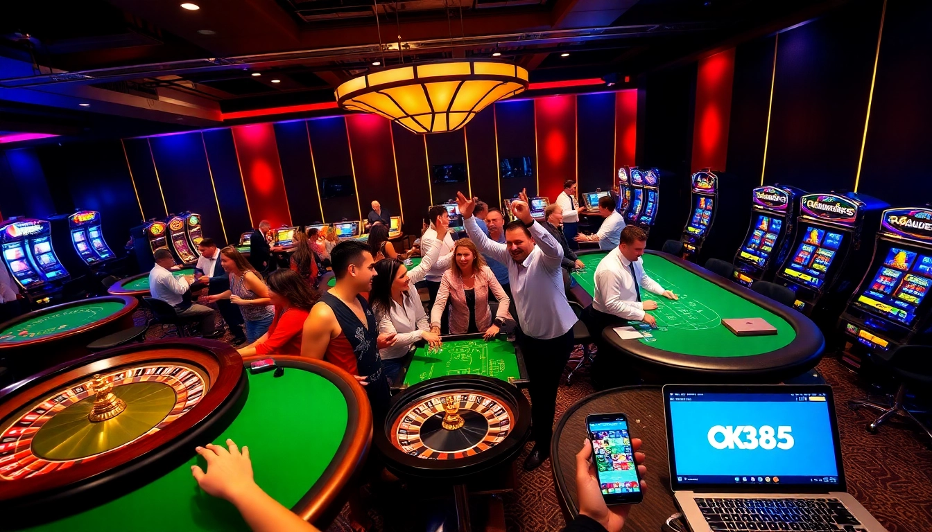 Players enjoying thrilling games at OK365's vibrant online casino experience.
