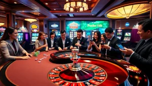 Experience thrilling gameplay at https://67bett.com.br with vibrant casino visuals, poker chips, and excitement.