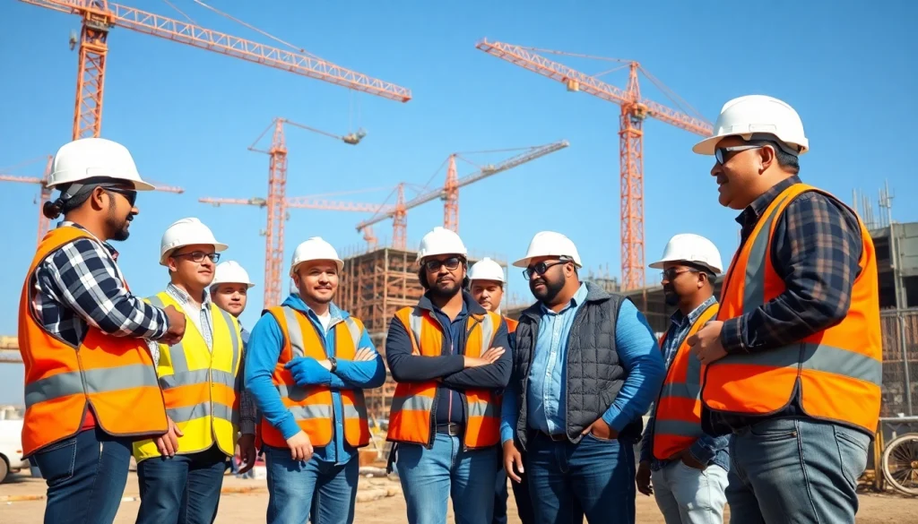 Engaged professionals participating in construction safety training colorado outdoors with equipment.