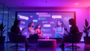 Engaging in free AI sex chat with captivating animated avatars in a modern digital setting.