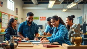Students collaborating at trade schools oahu, engaged in hands-on projects.