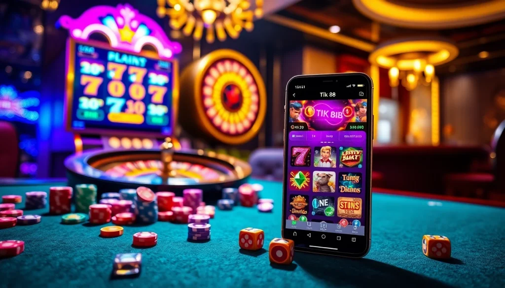 Trải nghiệm lối chơi đầy hồi hộp trên ứng dụng Tik 88 với các yếu tố casino sống động.