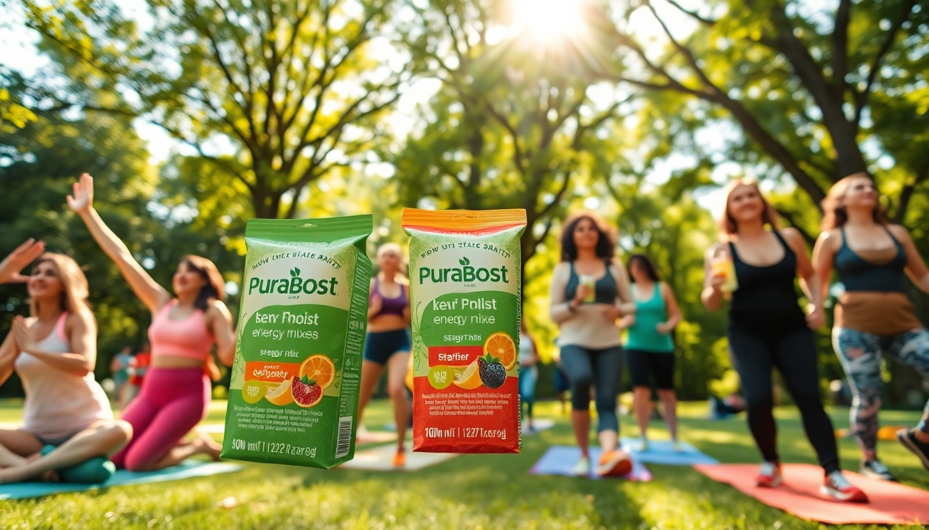 Enjoying Puraboost energy drink in an outdoor, vibrant health setting.