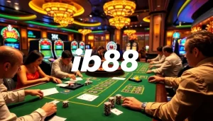 Engaging players at a casino table with vibrant elements showcasing ib88 gaming excitement.