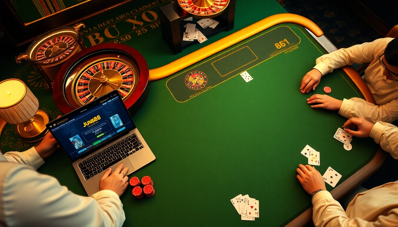 Experience gaming excitement at jun88 bet with thrilling casino table visuals.