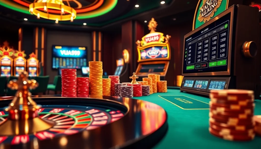 VUA99 immersive online betting scene showcasing vibrant casino elements.