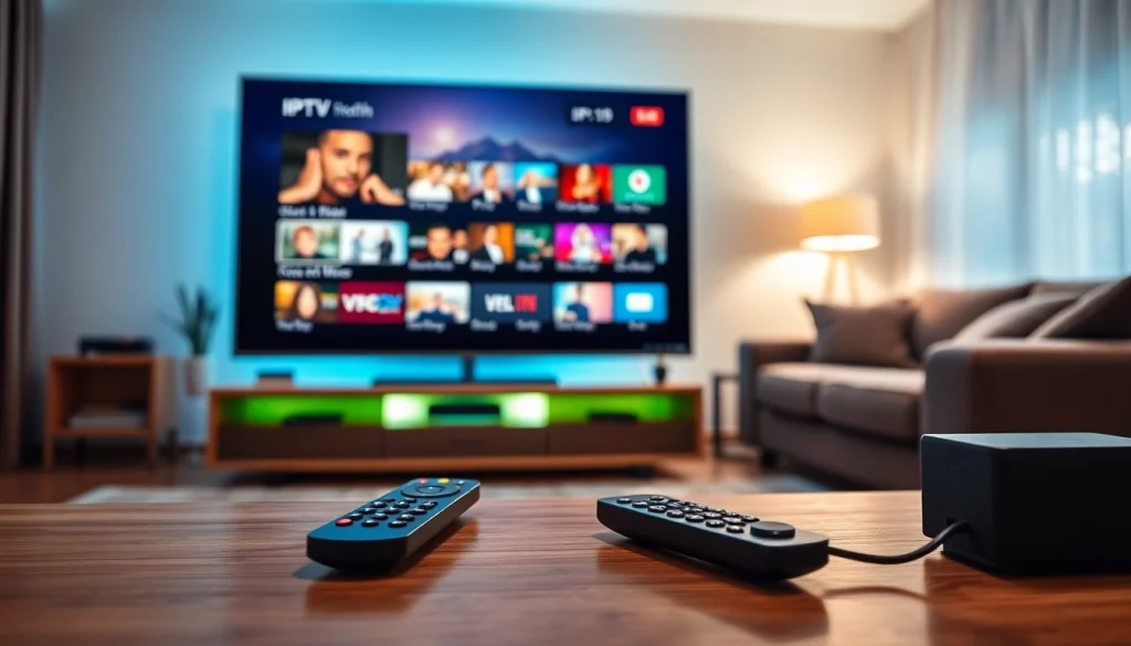 Stream IPTV seamlessly with https://bosstv.ca showcasing a modern living room setup.