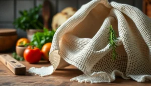 Kaasdoek ligt op een houten tafel, gebruikt voor het zeven van ingrediënten zoals kaas.