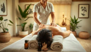 마사지로 편안함을 주는 전문가의 손길이 느껴지는 모습입니다.