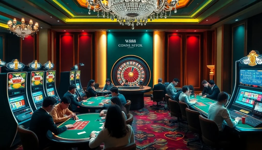 Exciting gaming scene featuring players engaged in poker at W88, emphasizing đăng nhập w88 experience.
