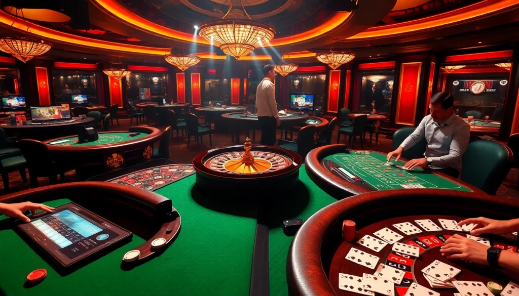 Experience the excitement of gambling with the vibrant trang chủ rr88 featuring poker tables and roulette wheels.