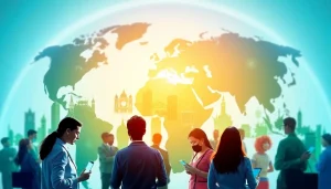 Connecting communities worldwide through digital devices and interaction.