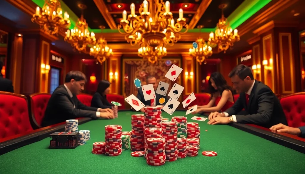 Engaging poker game scene showcasing 32win3 with vibrant chips and action-packed atmosphere.