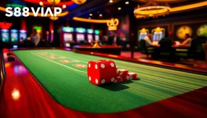 Experience the thrill of gambling at S88VIP with luxurious casino elements like stunning poker chips and vivid gaming tables.