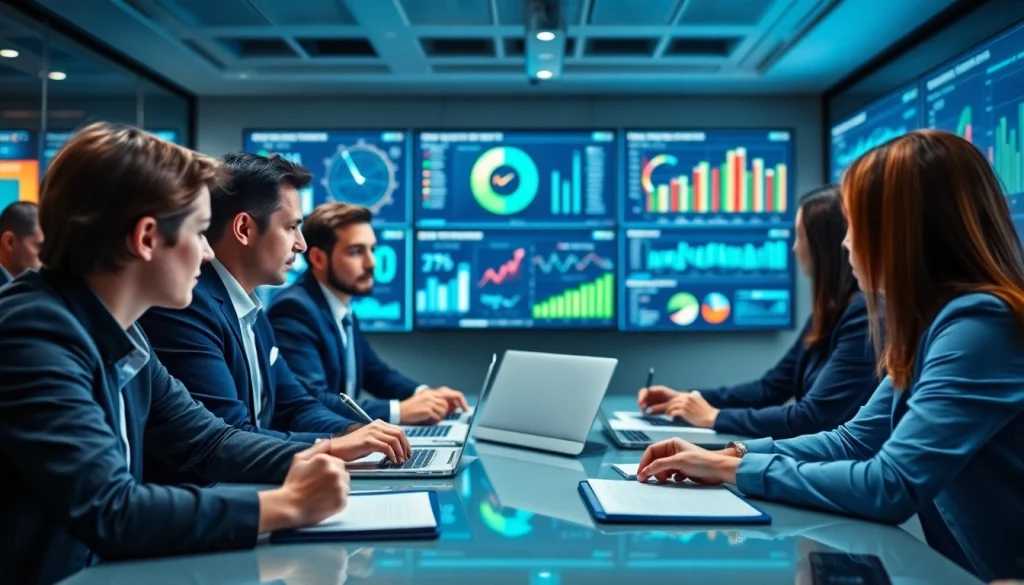 Engaging discussion on competitive intelligence analytics in a modern office setting.