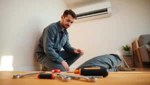 Technician providing ac repair phoenix az services in a modern home environment.