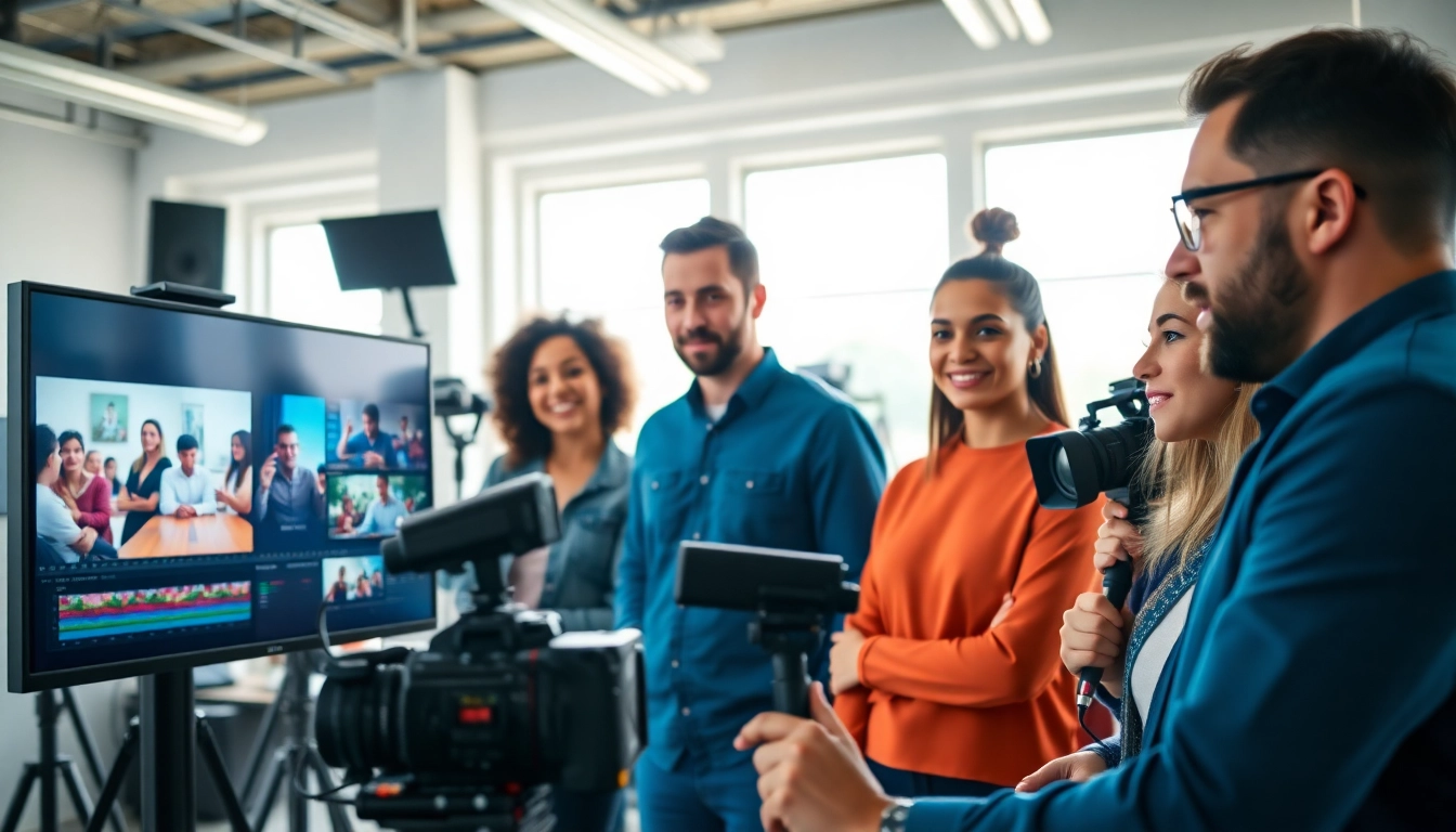 Collaborative team of a Video Production Company Phoenix working on creative video projects.