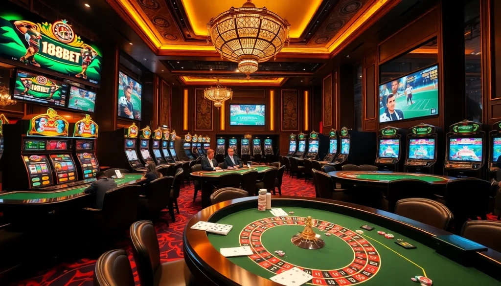 Experience the excitement of 188bet with dynamic casino tables and vibrant slot machines.