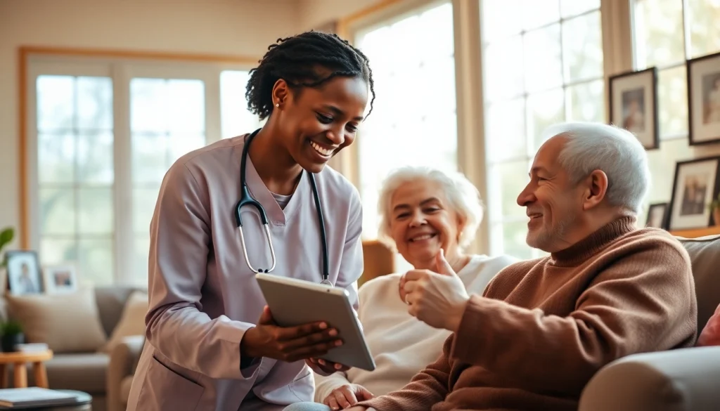 Engaged professional offering senior care austin tx in a cozy home environment.