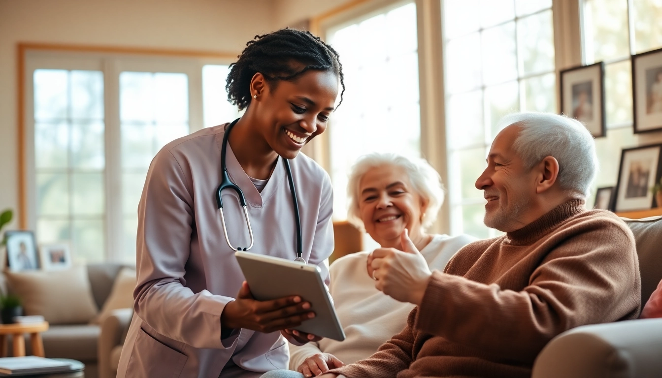 Engaged professional offering senior care austin tx in a cozy home environment.