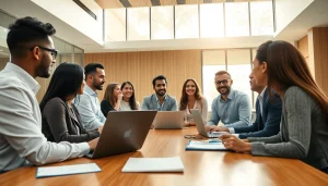 Engage with Business professionals in a modern conference environment during a productive meeting.