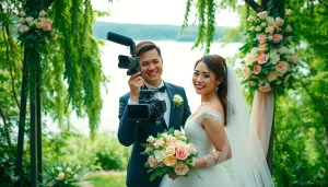 Capturing a heartfelt moment by an edmonton videographer during a wedding, showcasing joyful expressions.