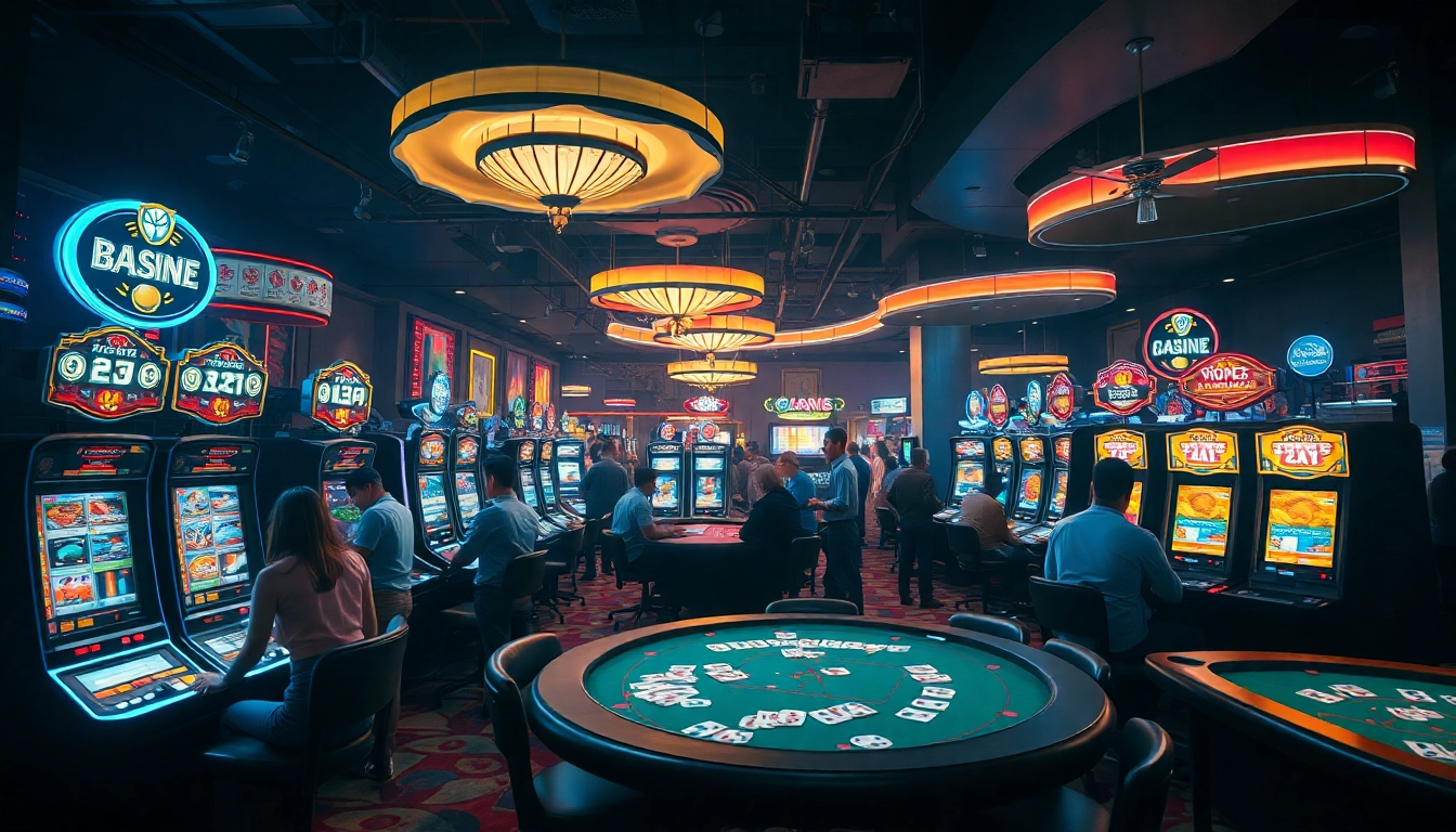 Petanitoto menampilkan suasana kasino yang ceria dan penuh warna dengan permainan menarik.