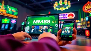 Experience the excitement of online gaming with https://mm88.agency/ showcasing vibrant casino elements and user engagement.