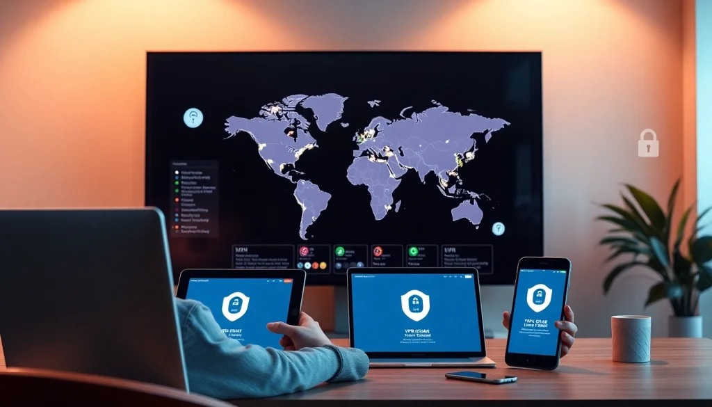 快连下载 on multiple devices showcasing secure connections and global server maps.