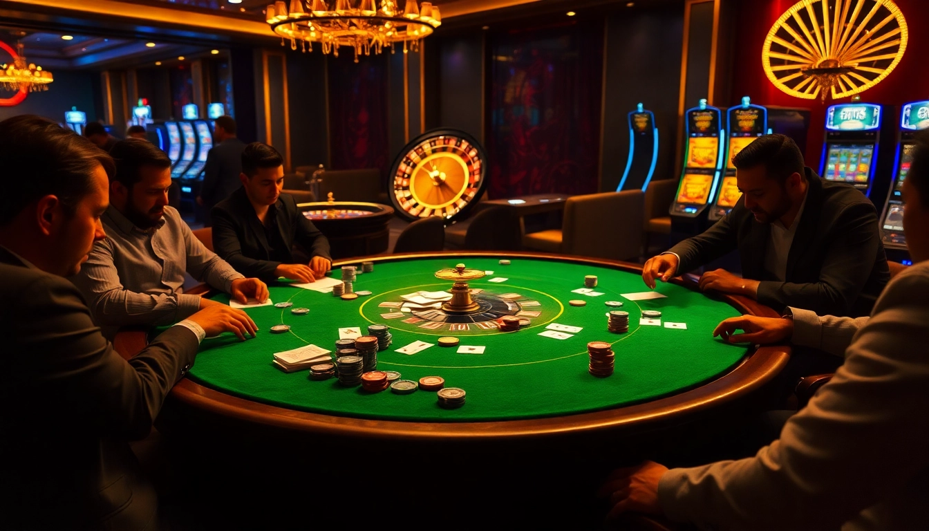 Experience thrilling gameplay at 79king org with players strategizing at a vibrant poker table.