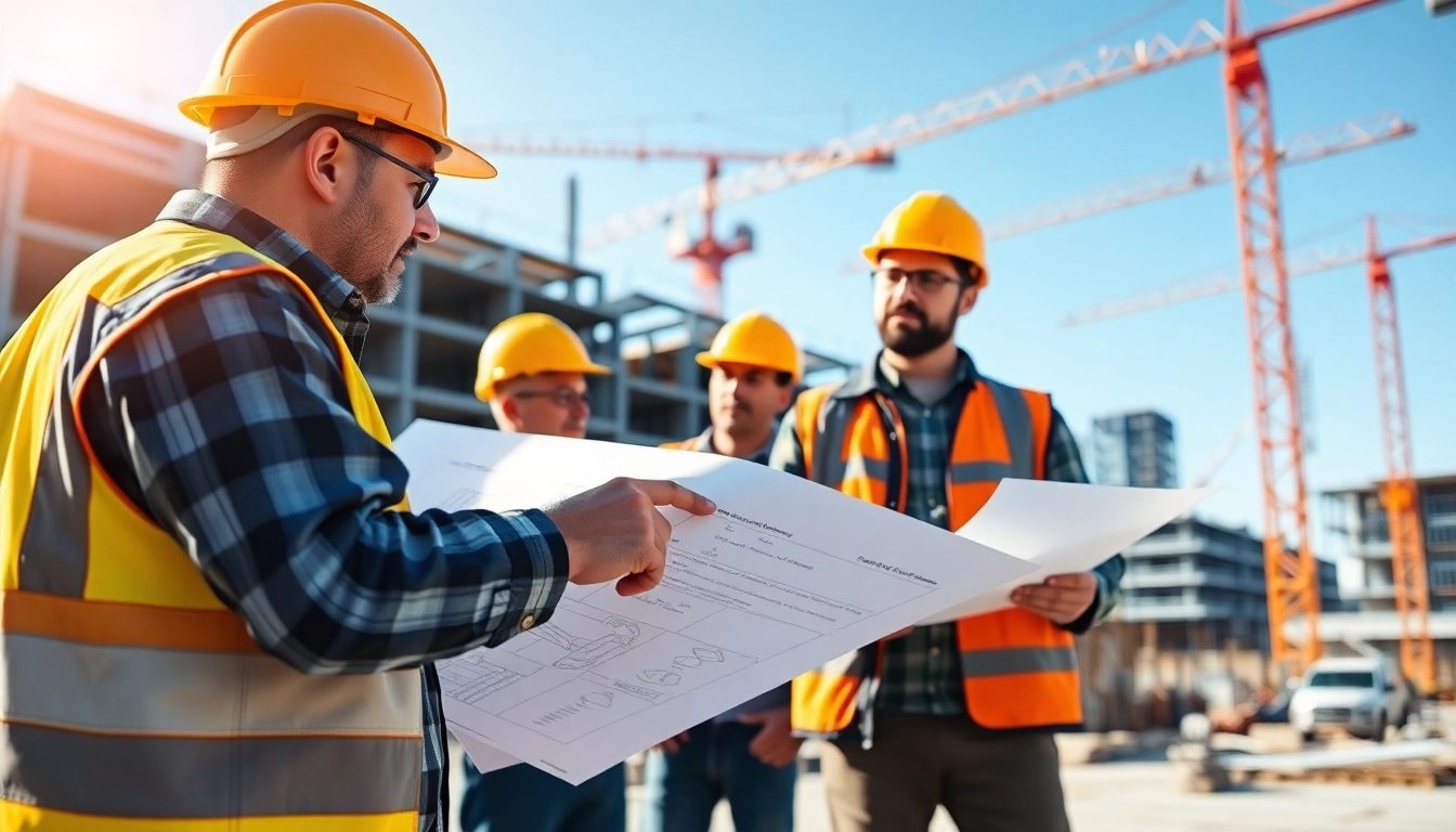 New Jersey Commercial General Contractor overseeing a bustling construction site with detailed planning.
