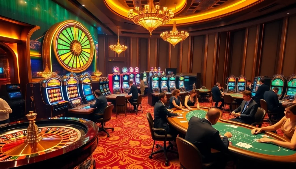 Experience the excitement of Netwin with luxurious gambling tables and colorful slot machines.