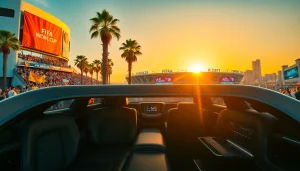 World Cup Group Transportation in a luxurious limousine outside the LA stadium.