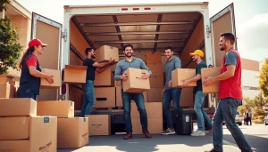 Moving Company team loading boxes into a truck, showcasing professionalism and teamwork.
