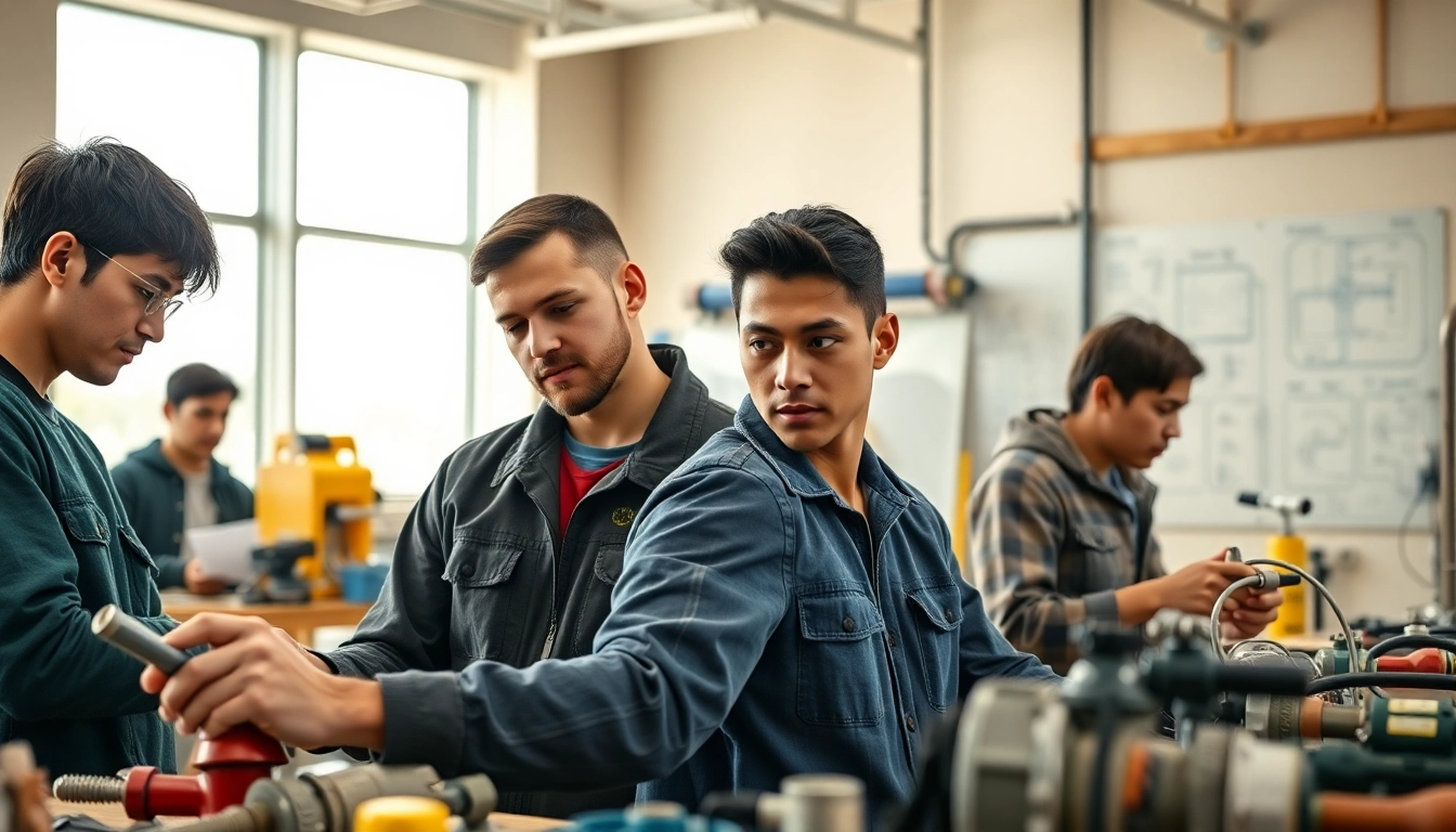 Students learning practical skills at trade schools in southern California through hands-on training.