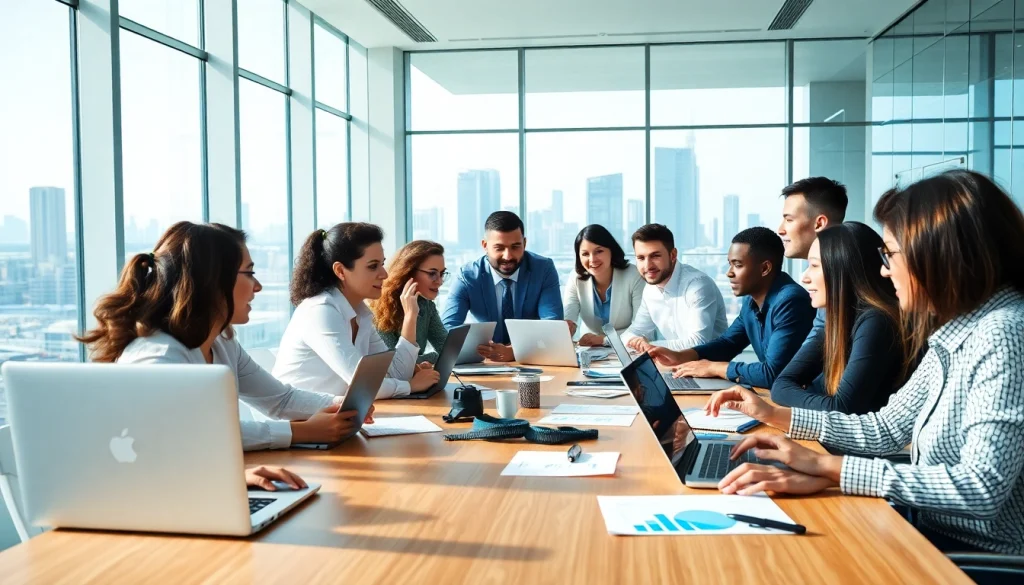 Enhance your business strategy with collaborative professionals in a bright office setting.
